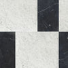 Black and white marble tile pattern featuring Modena in Carrara White and Nero Marquina
