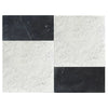 Black and white marble tile pattern in Modena Carrara White and Nero Marquina set