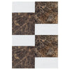 Rectangular marble and white tile in Modena Emperador Dark and Bianco Dolomite set