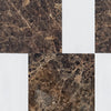 Brown marble tile pattern in Modena Emperador Dark and Bianco Dolomite set
