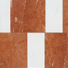 Red and white marble tile pattern in Modena in Rojo Alicante and Bianco Dolomite Set