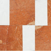 Red and white marble tile pattern in Modena in Rojo Alicante and Carrara White set