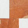 Orange and white marble tiles in Modena Rojo Alicante 12X12 and Carrara White 6X12 Set