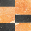 Alternating black and orange marble tiles in Modena in Rojo Alicante and Nero Marquina set