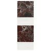 Maroon and white marble tile from Modena in Rosso Levanto and Bianco Dolomite set