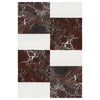 Alternating marble and white tile pattern in Modena in Rosso Levanto and Bianco Dolomite set