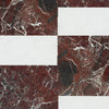 Red and white marble pattern in Modena in Rosso Levanto and Carrara White tile set