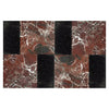 Red and black marble tile pattern of Modena in Rosso Levanto and Nero Marquina Set