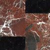 Polished red and black marble tiles in Modena in Rosso Levanto and Nero Marquina Set