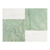 Geometric marble tile pattern featuring Modena in Ming Green and Bianco Dolomite
