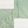 Green and white marble tile pattern in Modena in Ming Green and Bianco Dolomite set