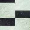 Alternating black and green marble tiles in Modena in Ming Green and Nero Marquina set