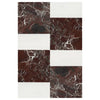Alternating marble and white tile pattern in Modena in Rosso Levanto and Bianco Dolomite set