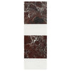 Maroon and white marble tile from Modena in Rosso Levanto and Bianco Dolomite set