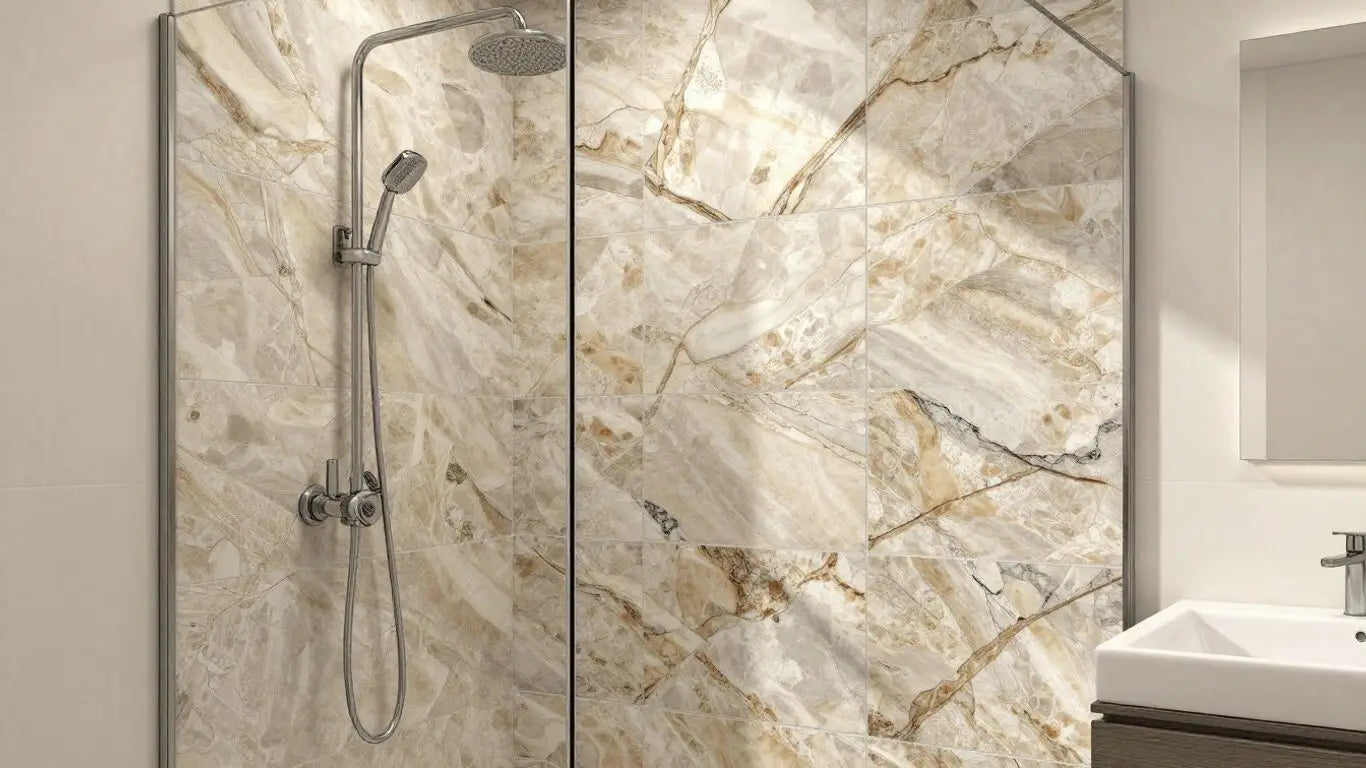 Stone tile shower design sketch