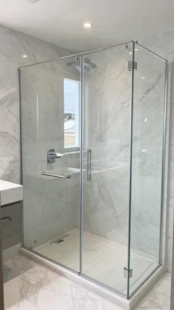 Spa-Like Walk-In Showers with Greece Marble Walls