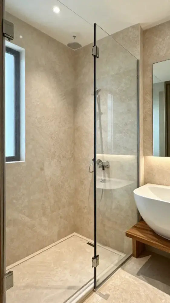 Brushed Cross Cut Shower Walls