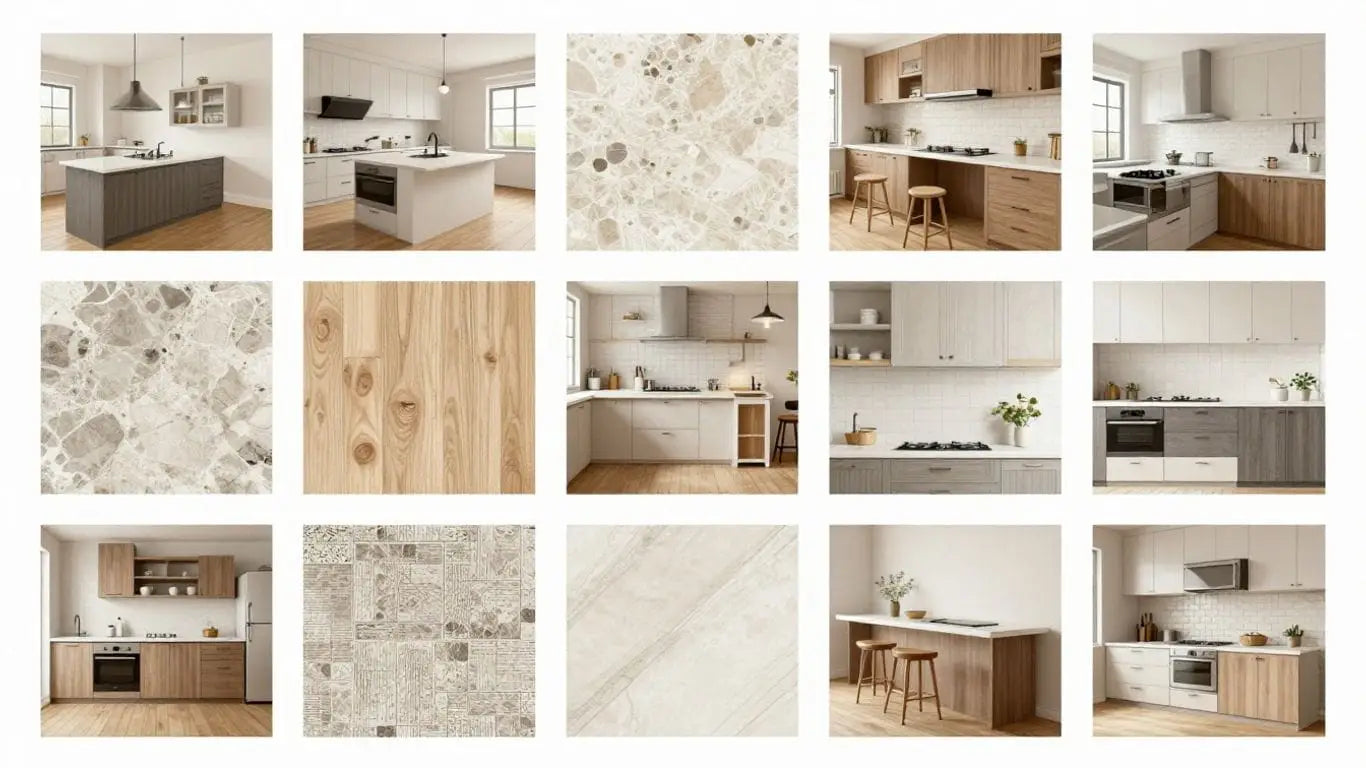 Sketch of various home surface materials and textures.