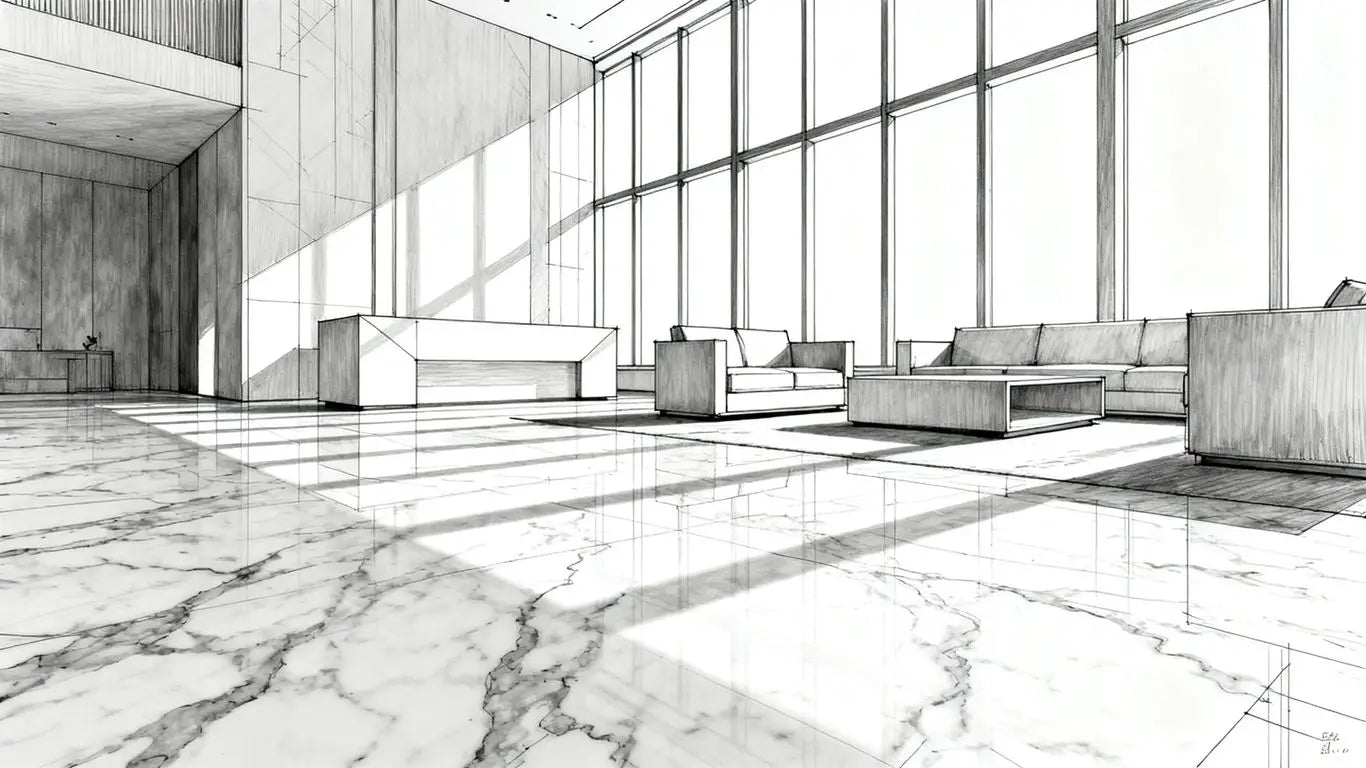 Modern marble design in a bright room