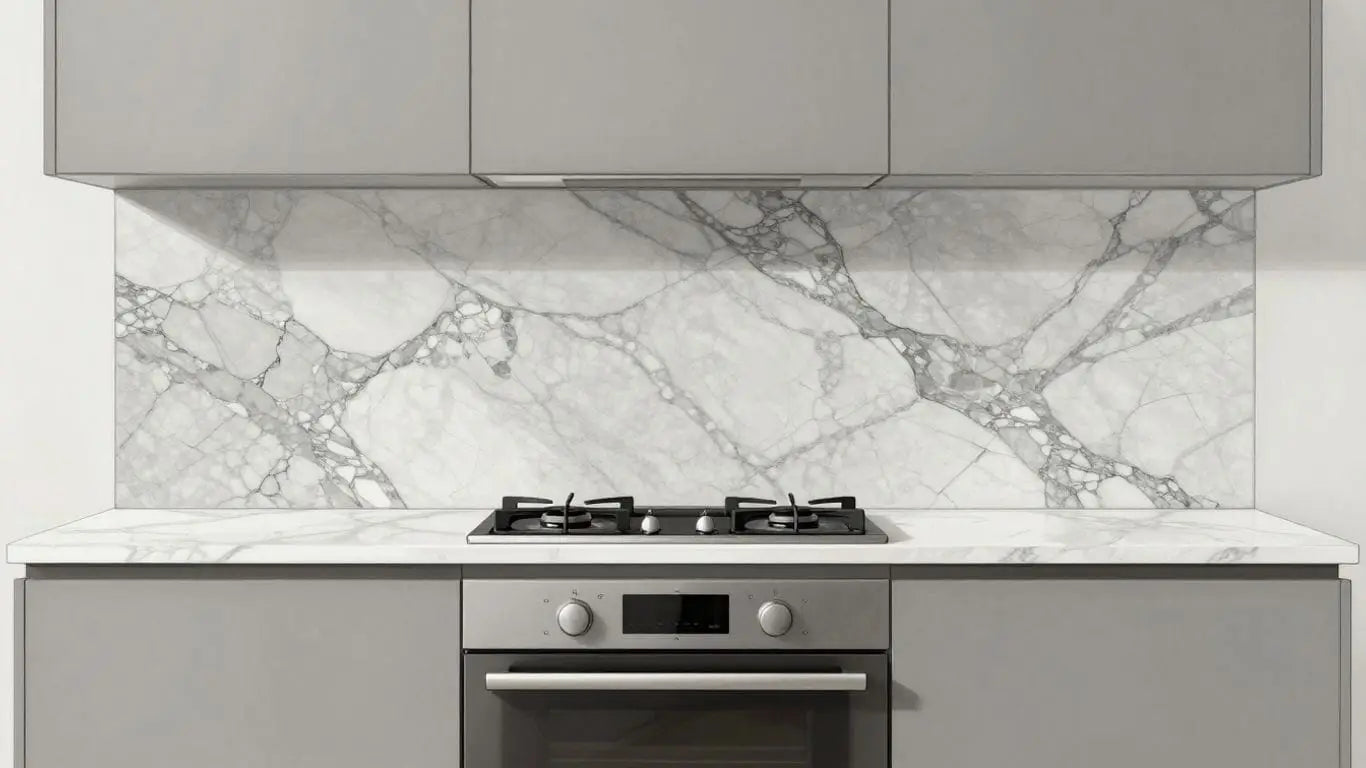 Bardiglio marble kitchen backsplash sketch