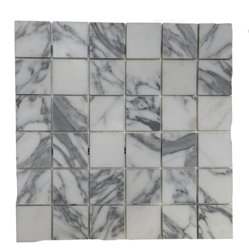Mosaic tile sheet with marble pattern.