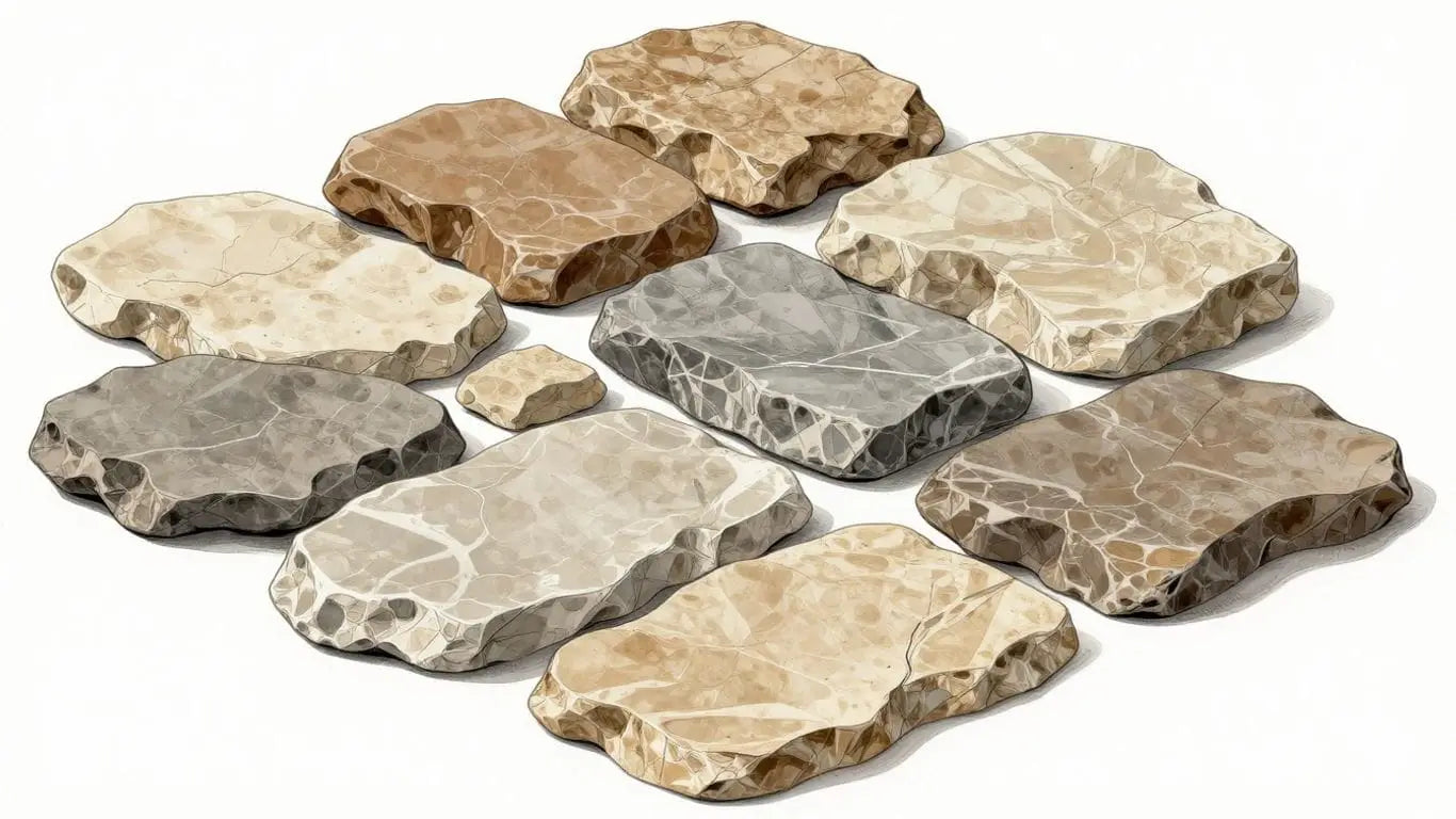 Earth tone limestone collection sketch