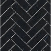Black marble herringbone tile pattern in Nero Marquina/Black 1X3 Mosaic design