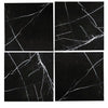 Four Nero Marquina Black Marble tiles with white veins in polished or honed finish