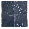 Four black marble tiles of Nero Marquina Marble 12X12 Tumbled design