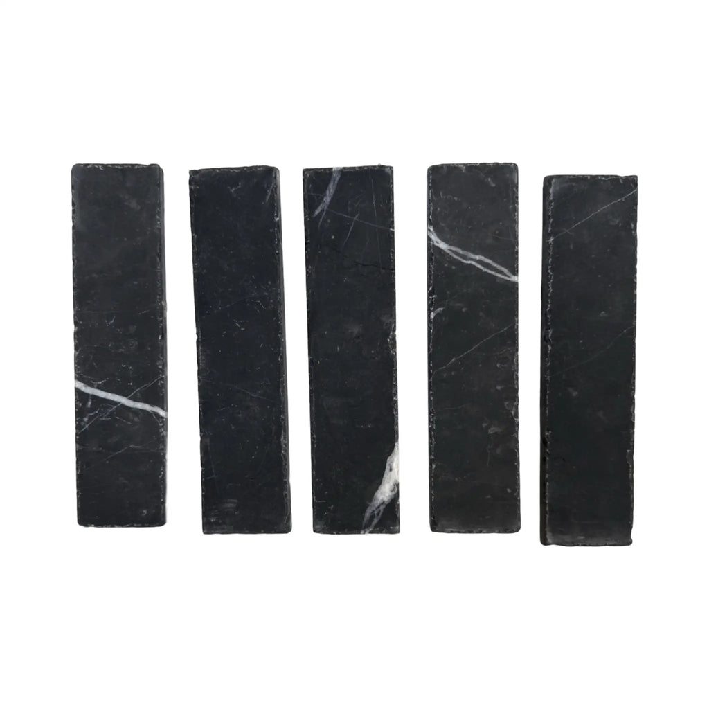 Rectangular black marble tiles of Nero Marquina Marble 2X8 Mosaic for elegant design