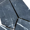 Dark marble tiles with white veining in Nero Marquina Marble 3’’ X 12’’ Picket Mosaic