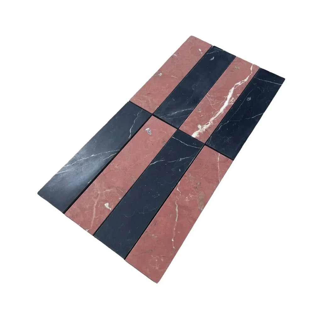 Rectangular Nero Marquina and Rojo Alicante black and red marble field tiles