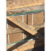 Noce brown travertine 12x24 cross cut filled and honed with weathered wooden beams and moss on particle board background