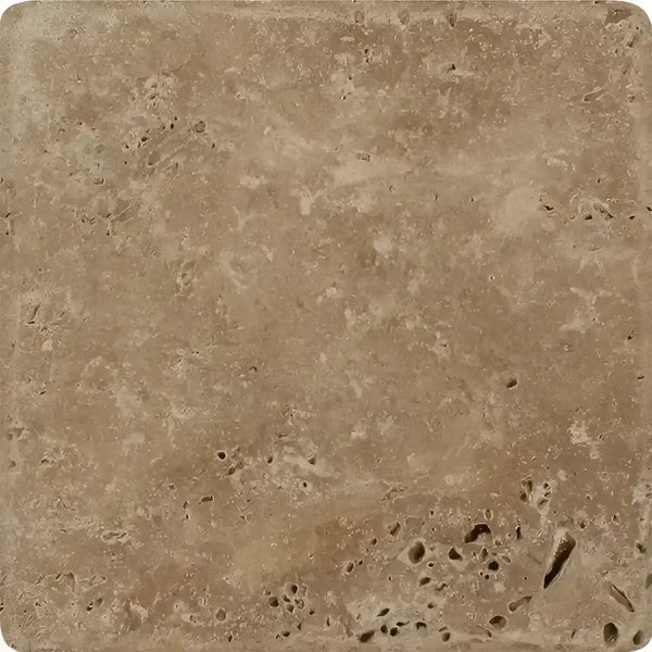Beige travertine tile from Noce Brown 18x18 cross-cut, filled, polished or honed