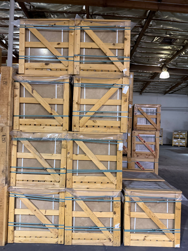 Noce Brown Travertine 24x24 Cross-Cut in Wooden Crate