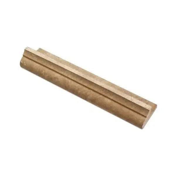Wooden tile edging for Noce Travertine Corner-Ogee Stair-Tread Trim in brown hues