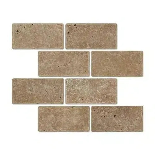Noce Brown Travertine 3X6 Cross-Cut Tumbled Rectangular Tiles for elegant flooring