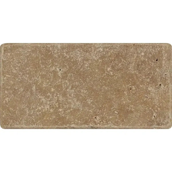 Rectangular Noce Brown Travertine 3X6 Cross-Cut Tumbled Tile for elegant flooring