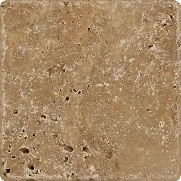 Noce Brown Travertine 4X4 Cross-Cut Tumbled Square Tile for elegant flooring design