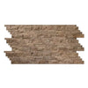 Textured brown stone wall panel of Noce Travertine Ledger-Panel Mosaic Split Faced