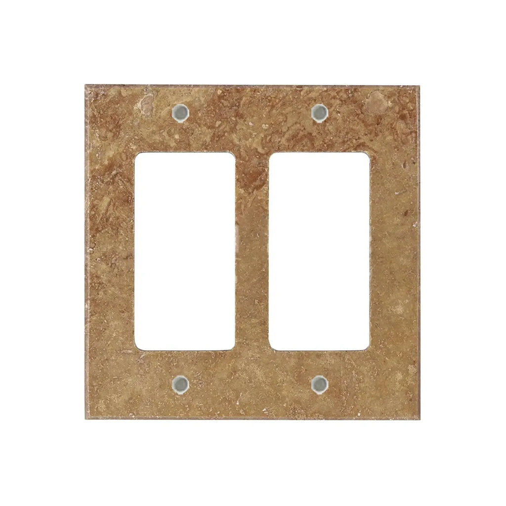 Brown marble Noce Travertine double rocker switch wall plate for elegant decor