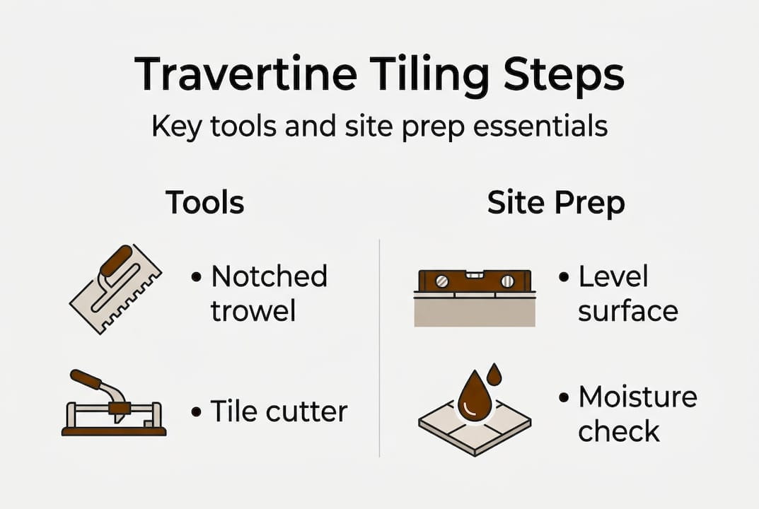 Infographic of travertine tiling tools and preparation