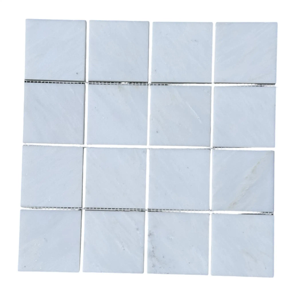 Square white tile mosaic from Oriental White Marble 3X3 Mosaic collection