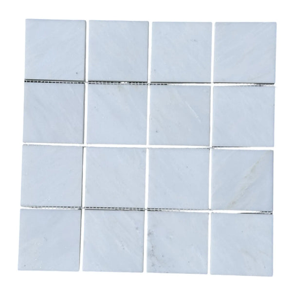 Square white tile mosaic from Oriental White Marble 3X3 Mosaic collection