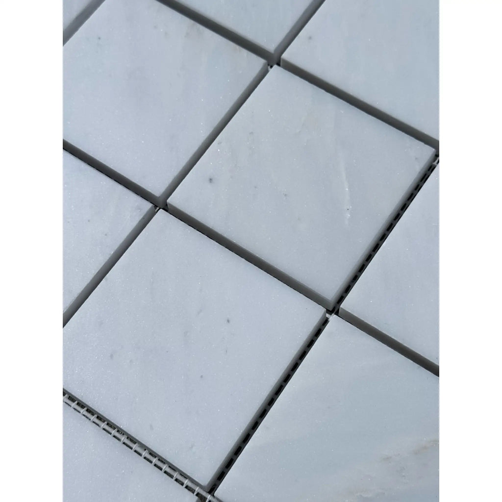 Oriental White Marble 3X3 Mosaic featuring elegant white square tile design