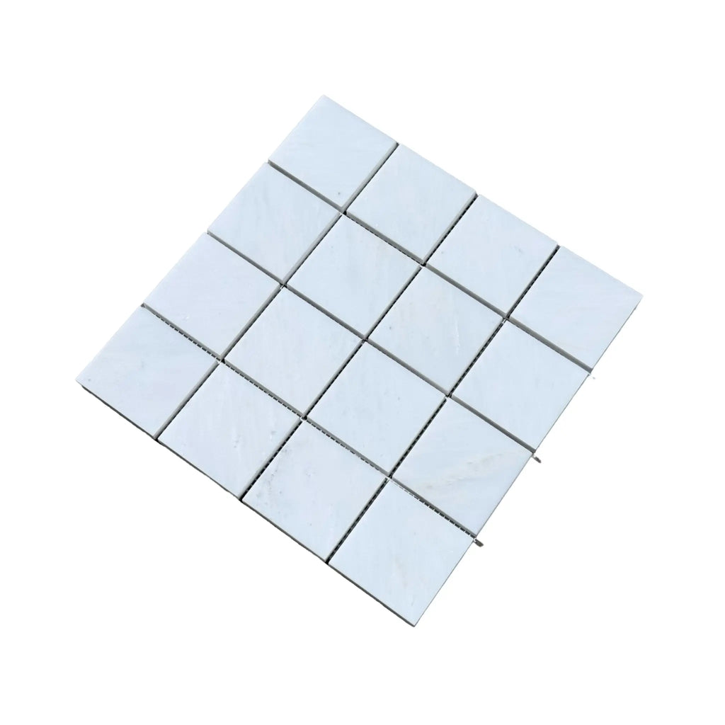 Square mosaic tile sheet of Oriental White Marble 3X3 Mosaic for elegant decor