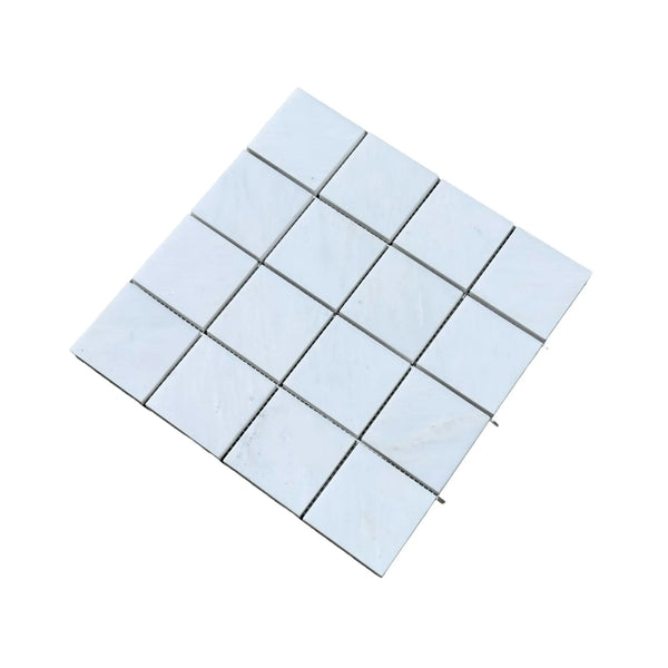Square mosaic tile sheet of Oriental White Marble 3X3 Mosaic for elegant decor