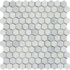 Honeycomb mosaic tile sheet of Oriental White Asian Statuary 1 inch hexagon marble