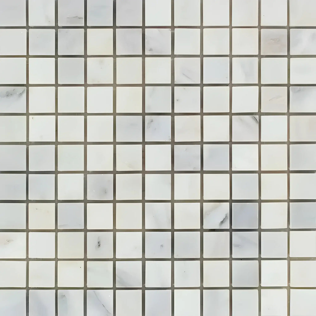 Square white marble mosaic tile from Oriental White Asian Statuary collection
