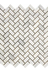 Oriental White / Asian Statuary 1X2 Herringbone Marble Mosaic Polished or Honed